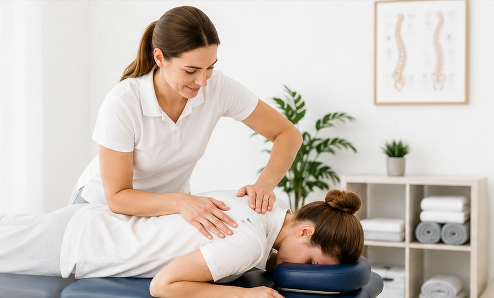 Female clinic practitioner treating a female patient